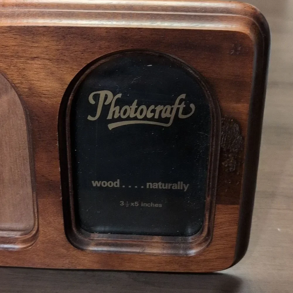 Vintage Photocraft Wooden Double Photo Frame 1980's Retro